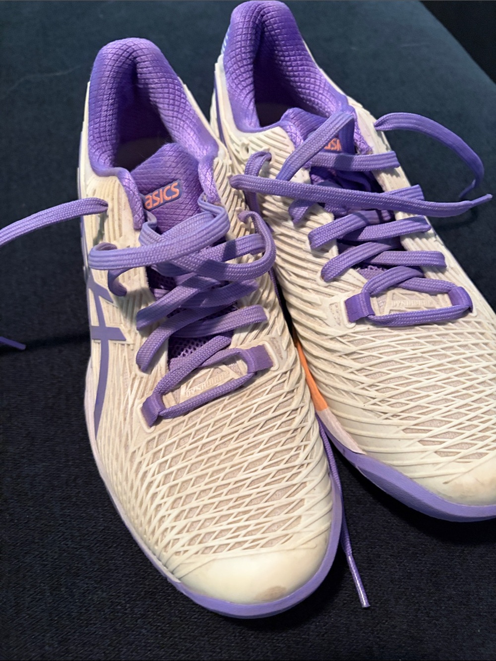 ASICS Cream and Purple Athletic Shoes with Peach Accents - Picture 2 of 4